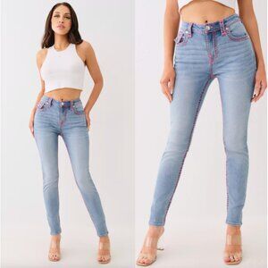 TRUE RELIGION JENNIE MID RISE SUPER T SKINNY JEAN size 34